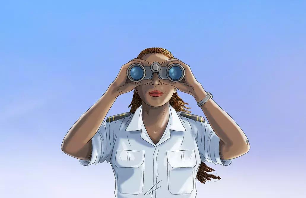 woman with binoculars