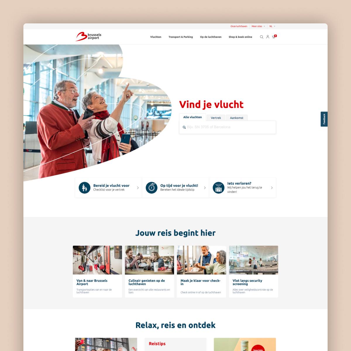 Screenshot of Brussels Airport website