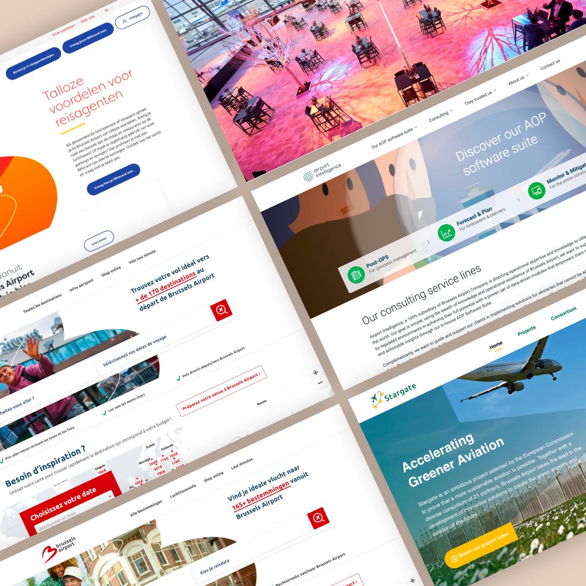 Mockup of screenshots of website Brussels Airport