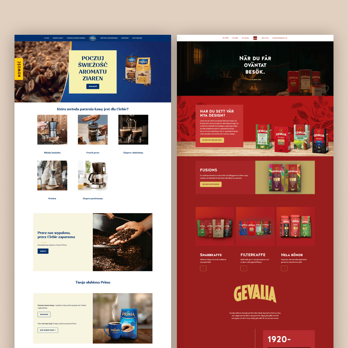 Inspiration JDE Peet's brand websites