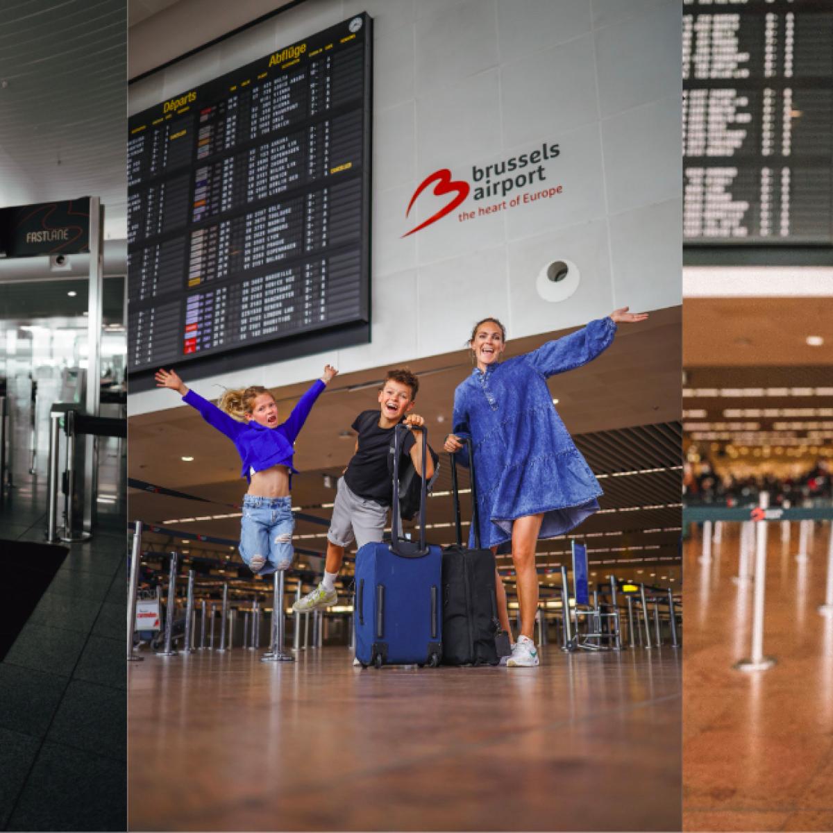 Picture of children and mother smiling at Brussels Airport