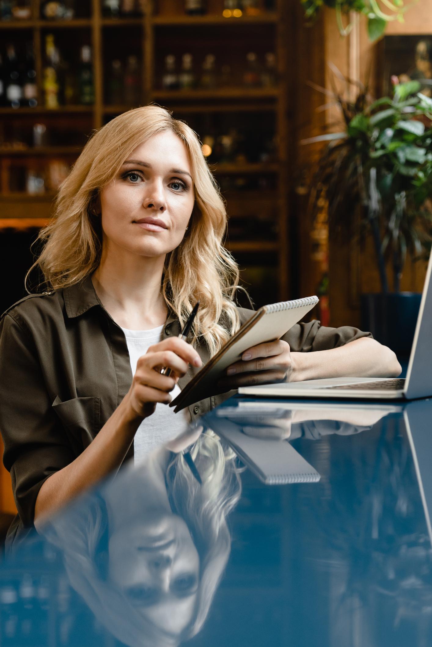 Woman with textbook