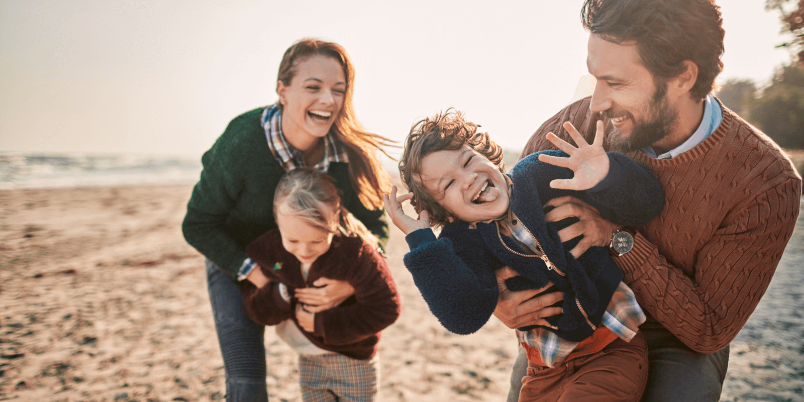 Family on beach