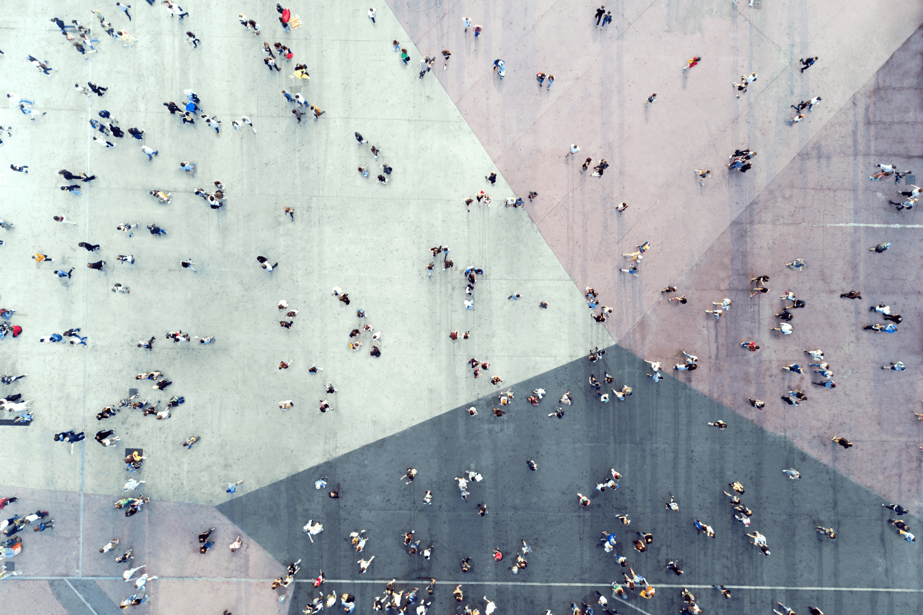 A lot of people on a square from above