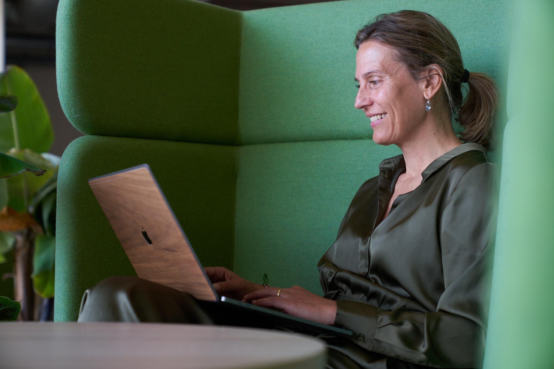 Woman working on laptop