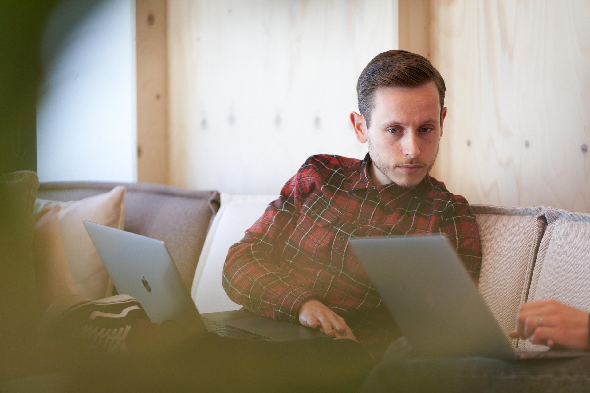 Person looking at laptop screen