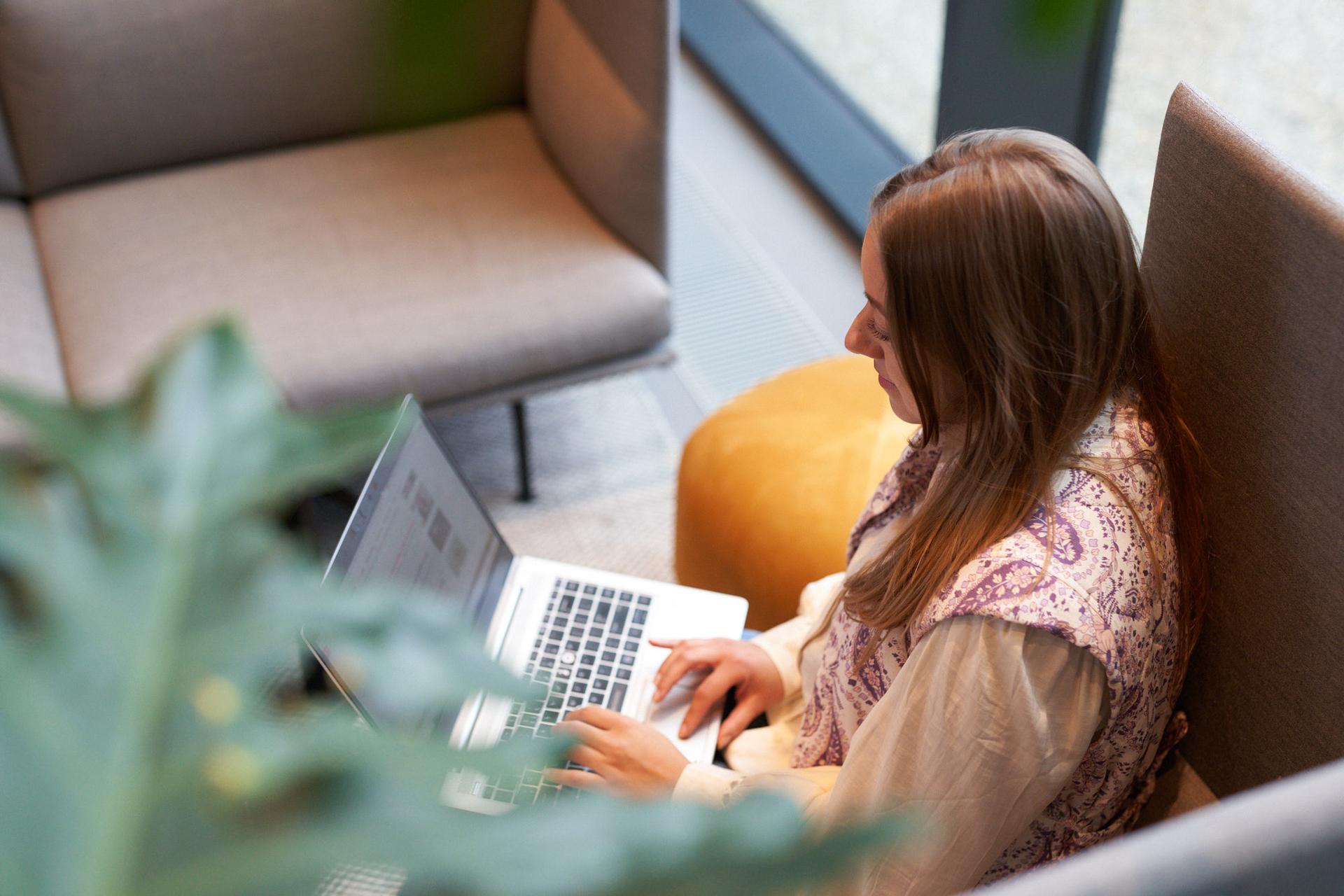 Woman working on laptop