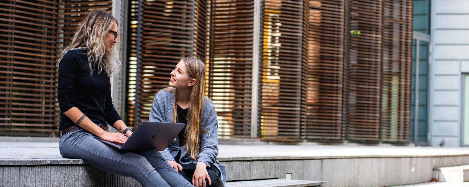 outside with a laptop