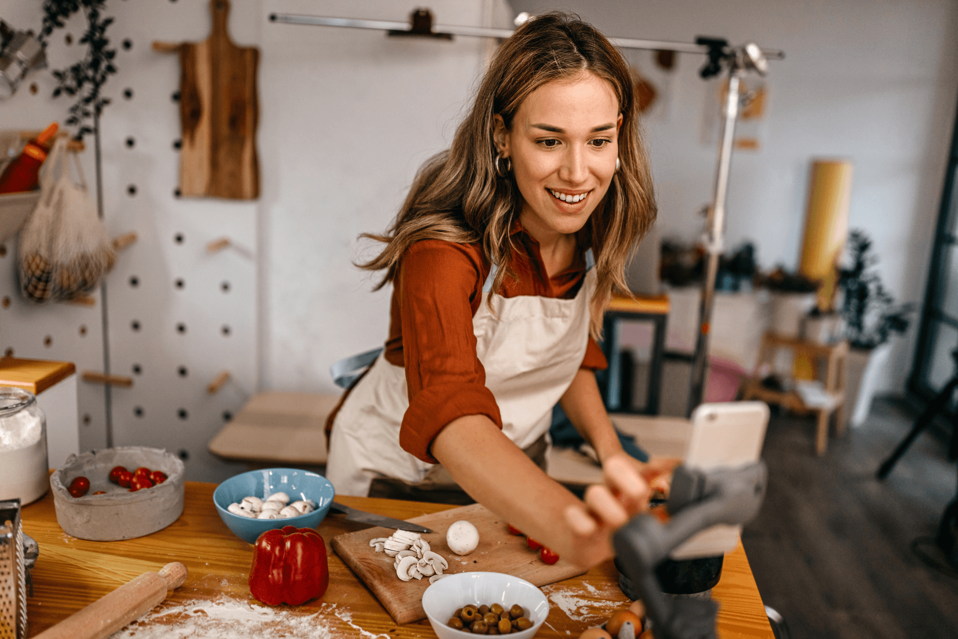 Person cooking in kitchen