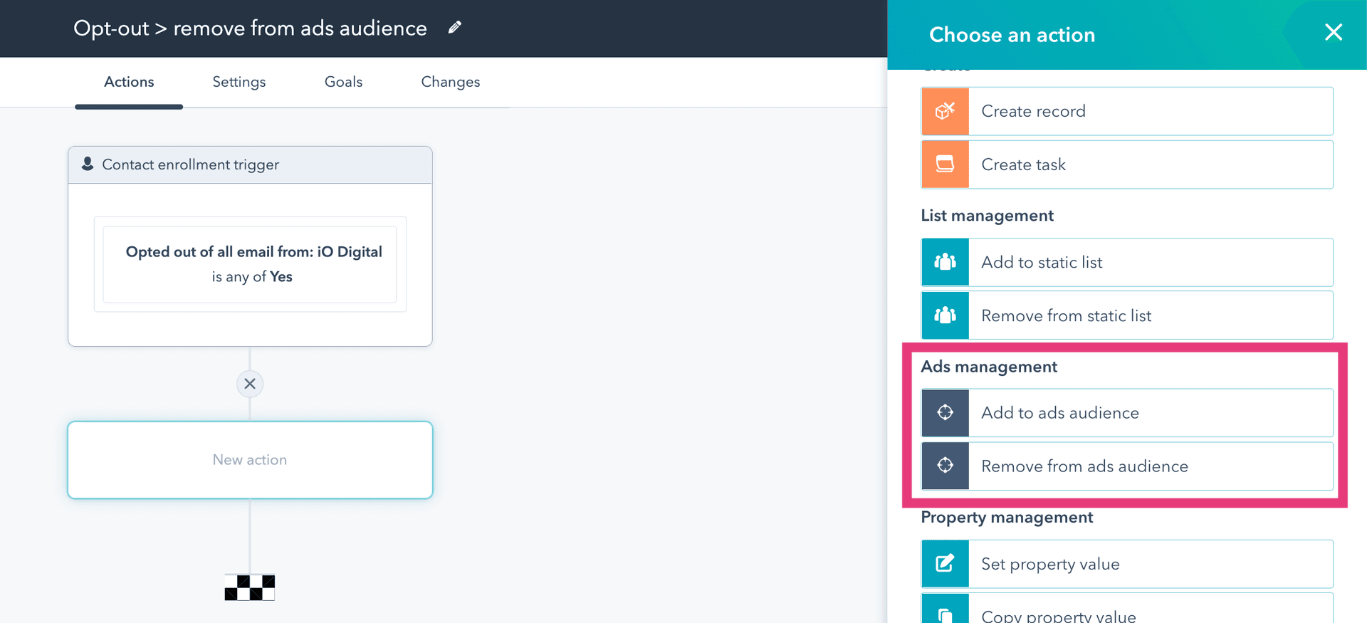 Voorbeeld workflow ads audience | iO