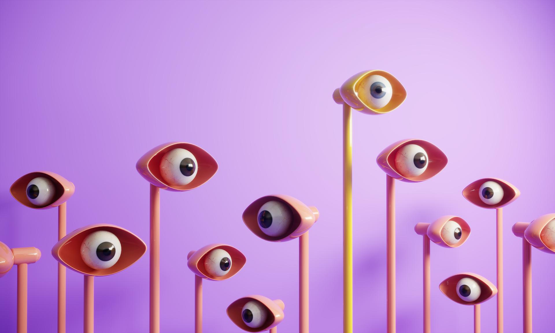 Image of futuristic eyes on a stick