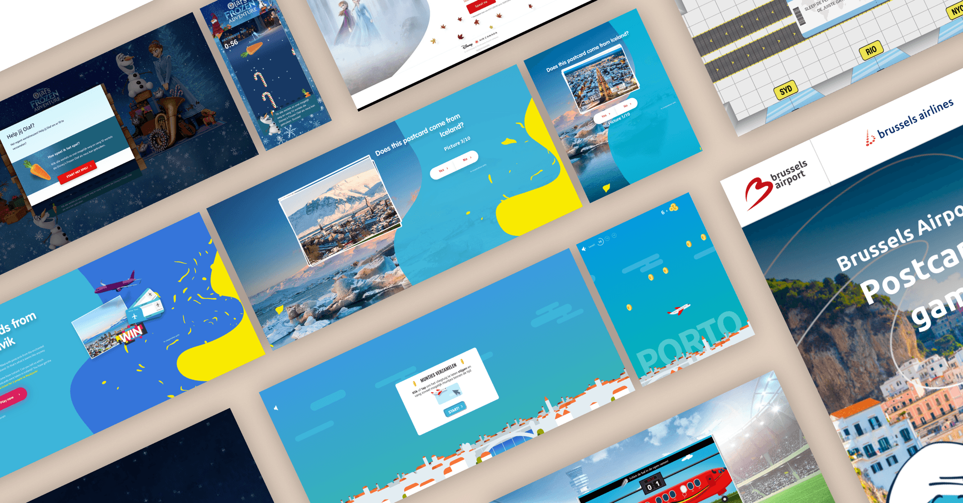 Mockup of screenshots of website Brussels Airport