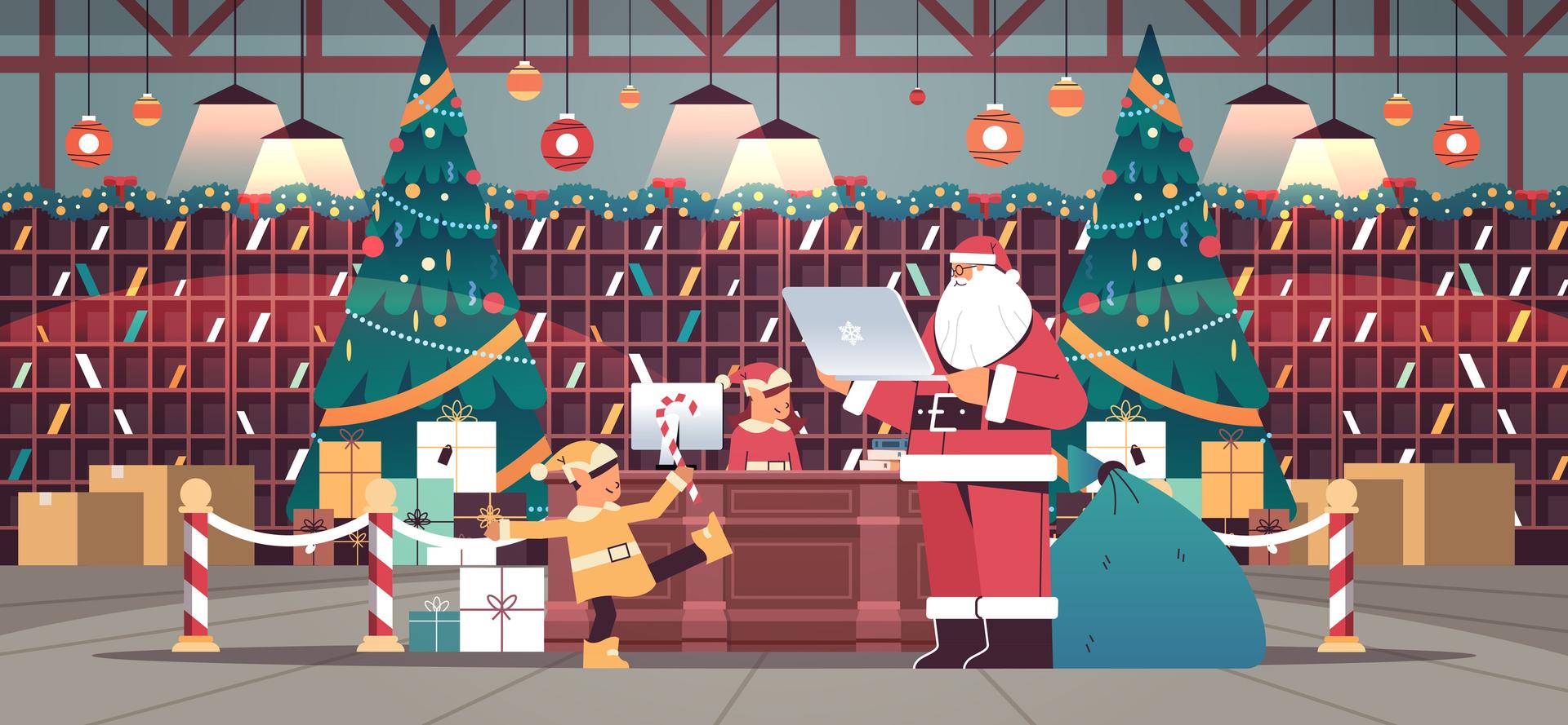 Drawing of santa in postcenter