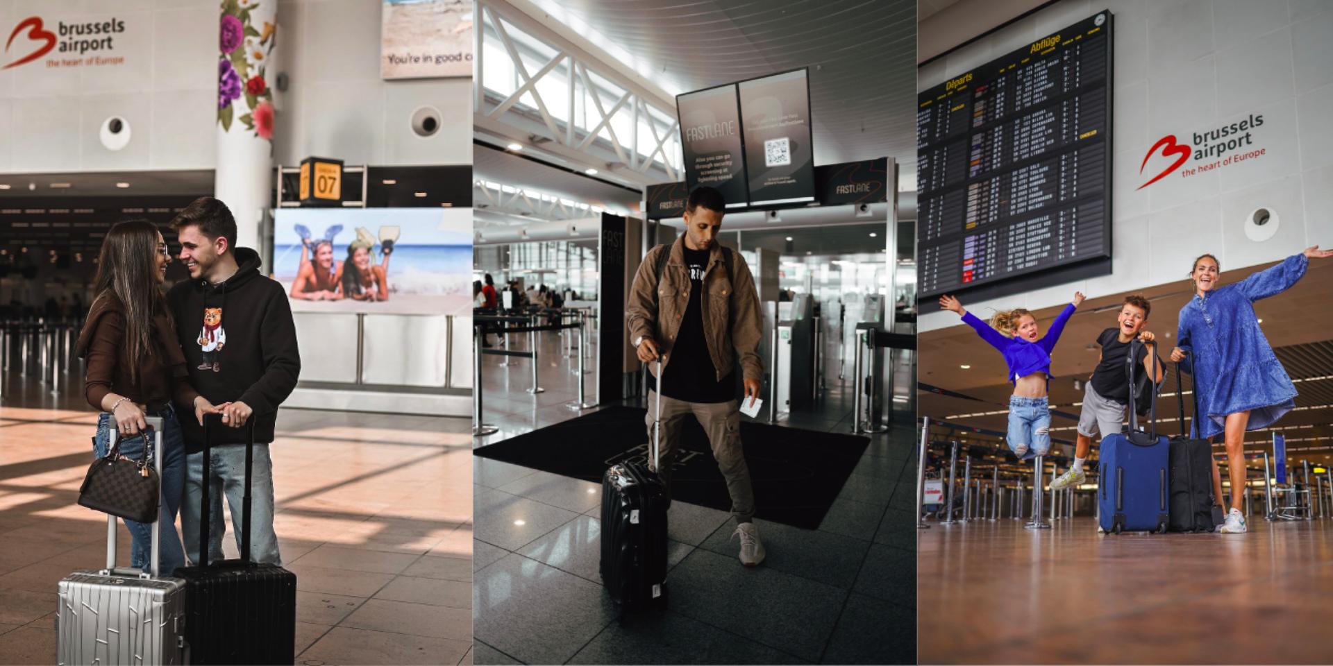 Picture of happy people at Brussels Airport