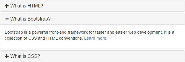 Screenshot van een accordion van Bootstrap