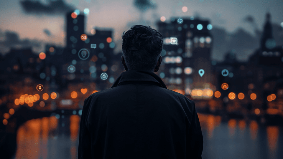 Person watching to skyline in city by evening