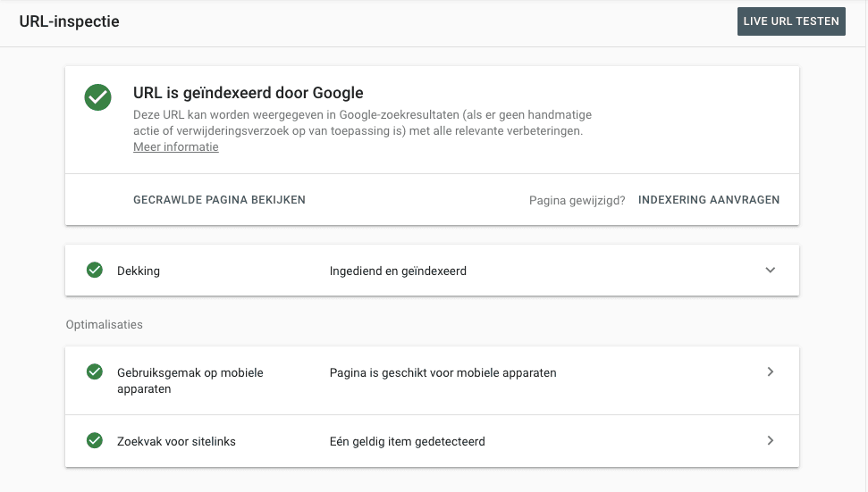 URL inspectie GSC | iO