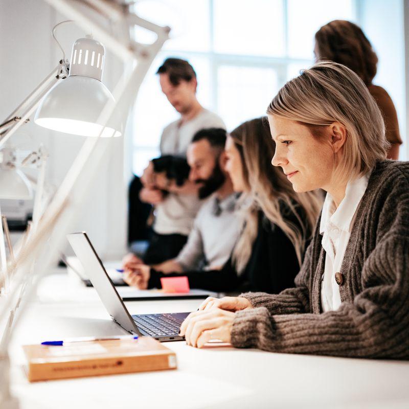 Person working laptop