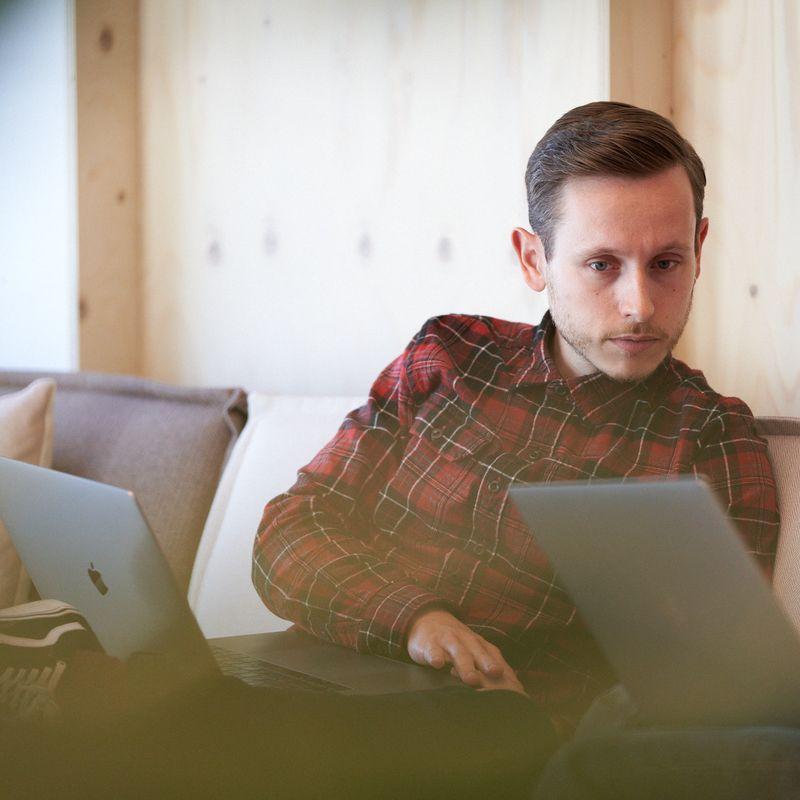 Person looking at laptop screen