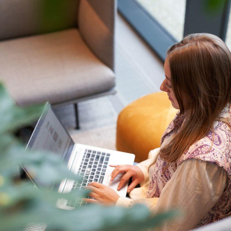 Woman working on laptop