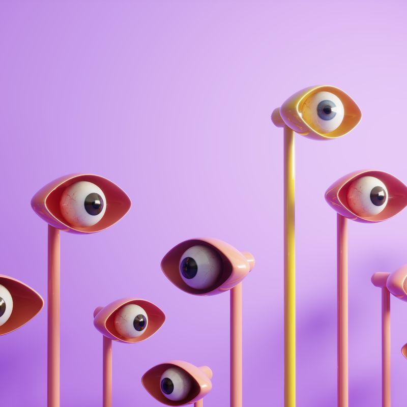 Image of futuristic eyes on a stick