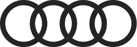 Four interlocking black rings forming the Audi logo on a transparent background.