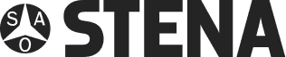 Logo depicting a circular emblem with "SAO" in a star-like shape on the left and the word "STENA" in bold capital letters on the right.